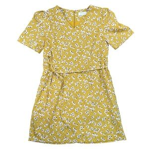 OLIVE Mustard Yellow Floral Mini Tie Lined Designed In One Size